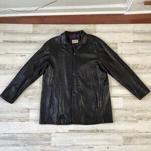 Reilly Olmes Collection Men's Size XL Black Leather Jacket Button Front Lined